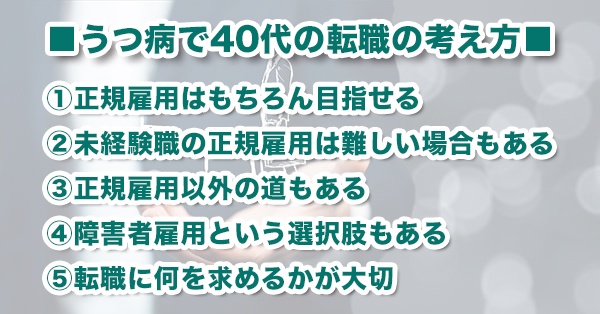 うつ病 40代も転職できます 考え方 サポート団体 支援制度などをまとめて紹介