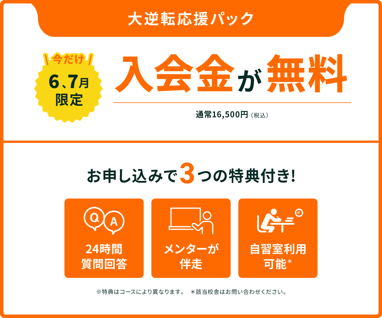 6,7月限定入会金が無料