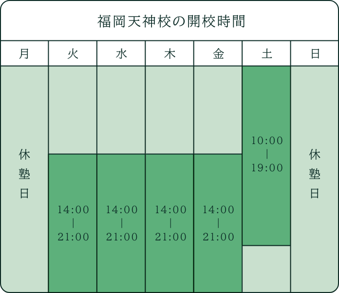 福岡天神校の開校時間